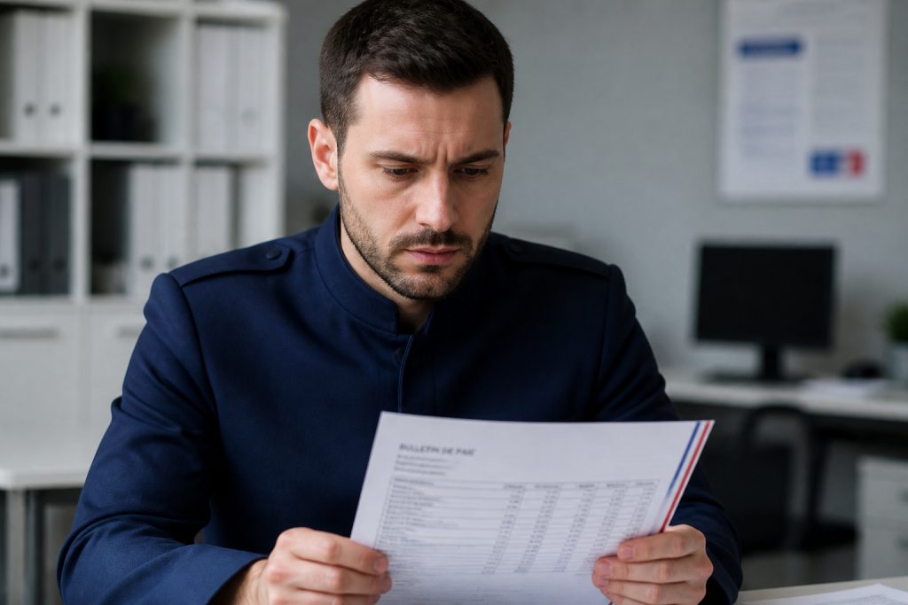 Homme professionnel examinant un bulletin de paie