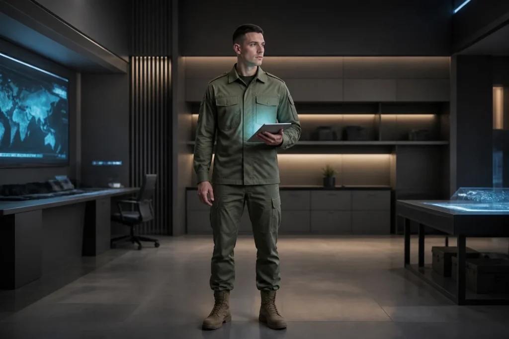 Soldat moderne avec tablette